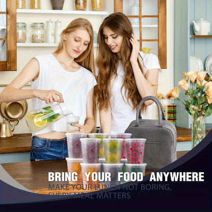 Food Storage Container 30-Count Deli Cup Set with 32oz Capacity, Matching Lids and Microwave-Freezer Use