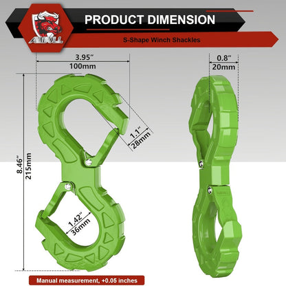 Off-Road Recovery Winch Hook D-Ring Shackle 3/8" 35, 000 LB G80 Heavy Duty Quick Release Tow Hook for RV Truck 4x4 Vehicle – Red & Black