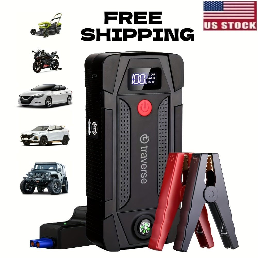 Compact Jump Starter Power Bank with Display, LED Controls, USB Outputs and Single or Two-Pack 1000A-Labeled Options