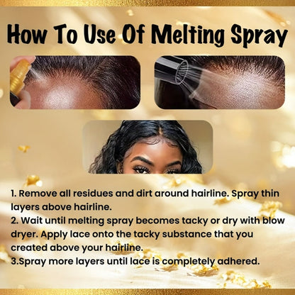 Lace Wig Melt Spray Strong Hold No Residue Quick Dry 4.06 Fl Oz Invisible Glueless Adhesive for Lace Front Closure Wigs Portable 1pc or 2pcs