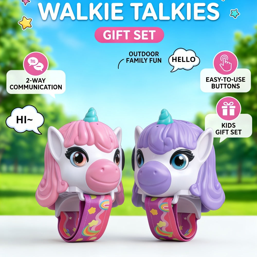 Unicorn Walkie Talkies for Kids 2 Pack, Glow in the Dark, Long Range 2-Way Radio Toy for Boys & Girls Ages 3-12