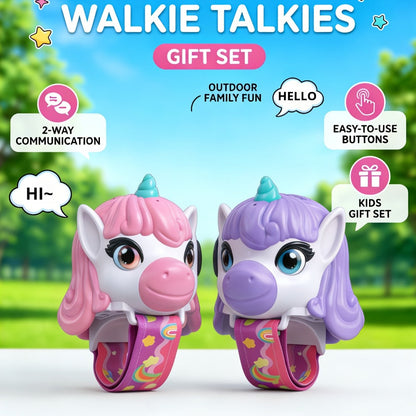 Unicorn Walkie Talkies for Kids 2 Pack, Glow in the Dark, Long Range 2-Way Radio Toy for Boys & Girls Ages 3-12