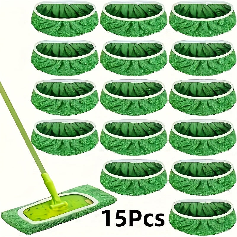 Washable Flat Mop Pads 15 Pack, Reusable Microfiber Replacement Pads for Flat Floor Mops, Wet & Dry Cleaning
