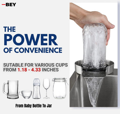 Glass Rinser for Sink – Stainless Steel Automatic Cup Washer & Bottle Cleaner Sink Attachment | Powerful Water Jets for Kitchen