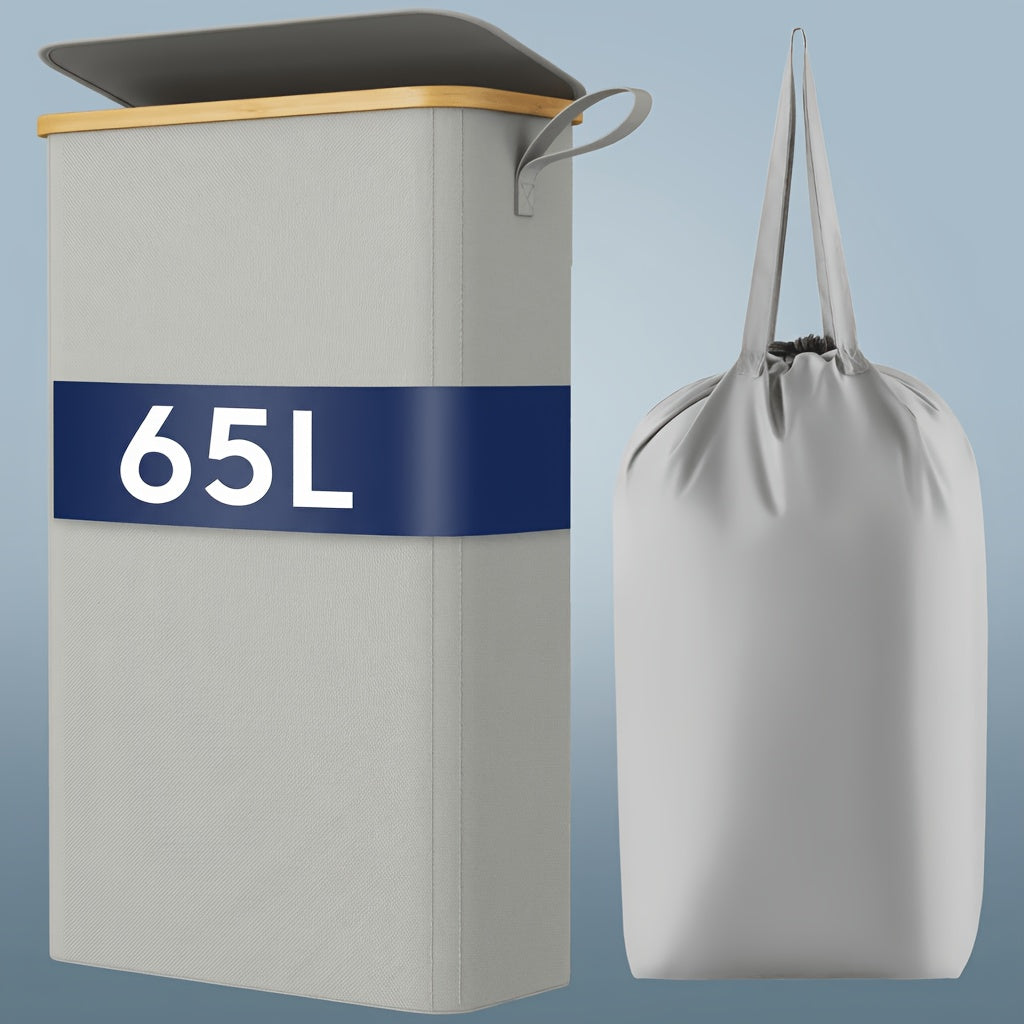 Slim Lidded Laundry Hamper with Removable Bag in Six Colors and 50L, 65L or 75L Options Pictured