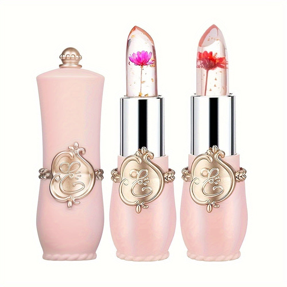 Lipstick Set, 12-Piece Flower-Core Jelly Collection with Pink-and-Black or Black-and-Black Case Options