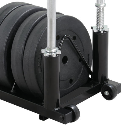 Barbell & Weight Plate Storage Rack with Wheels & Handle – 300 lb Capacity, 2 Barbell Holders, 4 Plate Slots