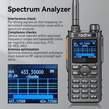 Tri-Band Ham Radio Handheld Walkie Talkie Radtel RT-910B, 6M VHF UHF Air Band Two-Way Radio, APP Programming