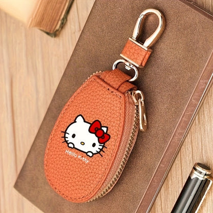 Hello Kitty Key Bag Car Key Organizer – Compact Keychain Pouch with Golden Zipper, Multi-Functional Key Storage Wallet