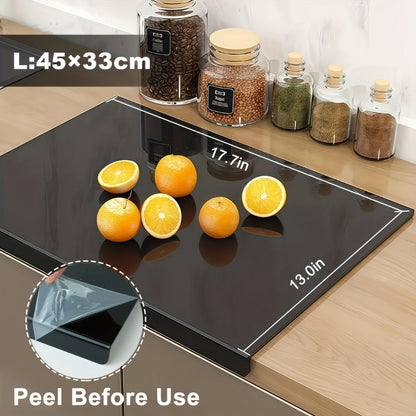 Cutting Board Acrylic Counter-Lip Surface in Black or Clear, Two Sizes and Standard or Thickened Options