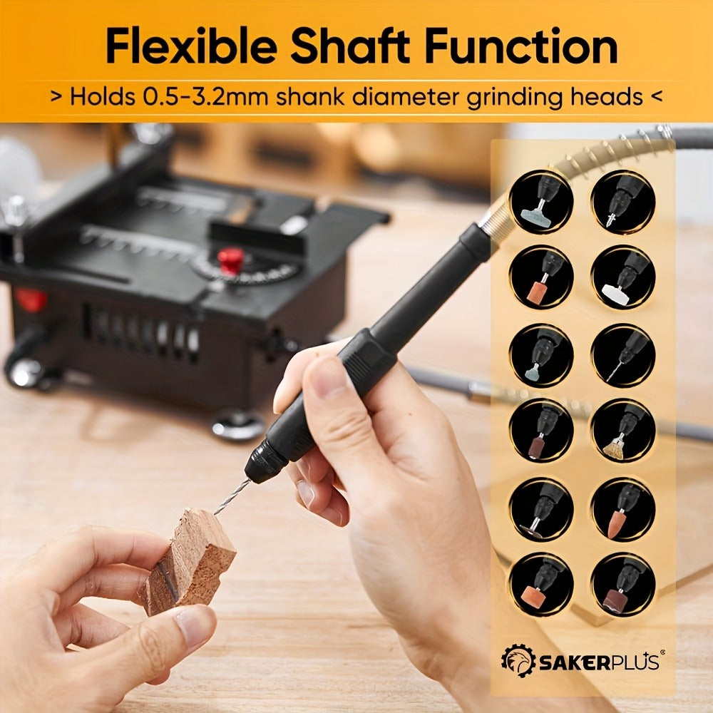 SakerPlus Mini Table Saw - 120/136pcs Multifunctional Portable All-in-One Machine, 7-Speed Adjustable