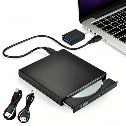 USB External DVD Drive with Storage Bag - Portable CD DVD-ROM CD-RW DVD-RW Burner Recorder Player for Laptop Desktop PC