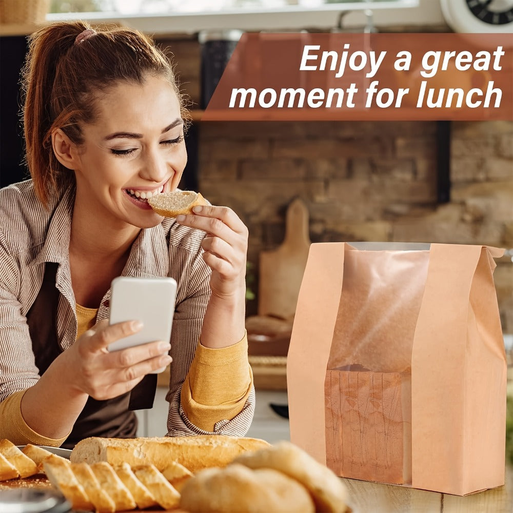 Bread Bags 100pcs Paper with Window 50% Thicker 13.7x8.2x3.7in Sourdough Homemade Bread for Entryways, Bedrooms and Living Spaces