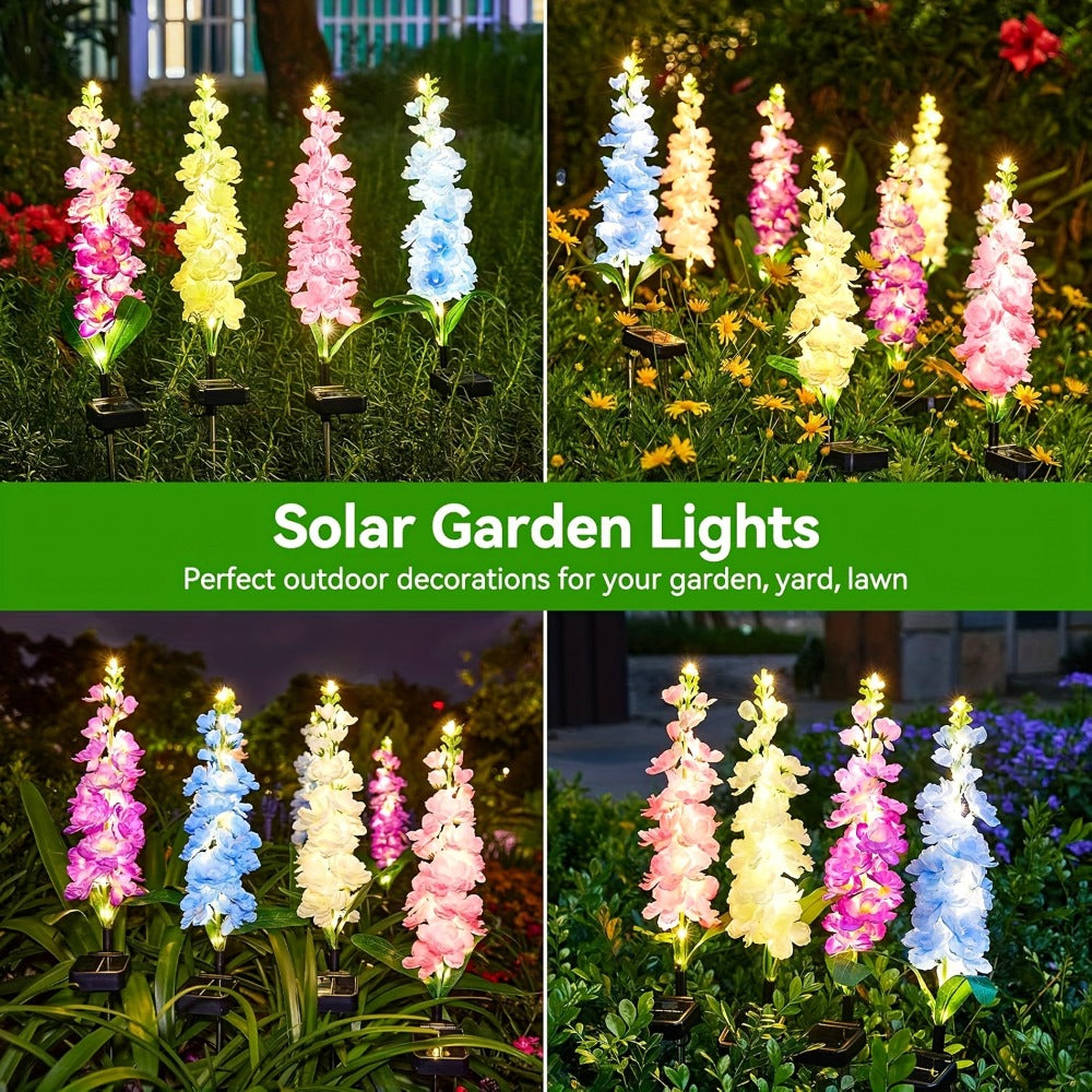 Solar Garden Lights 2-Pack Delphinium Flower Stakes, 27 Inch, 36 LEDs and 600mAh Battery Set