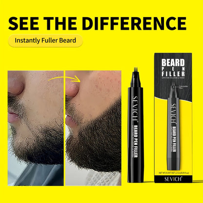 Beard Filler Pencil with Brush, Waterproof Beard Pencil for Fuller Thicker Beard, Fills Sparse Patchy Beard & Mustache
