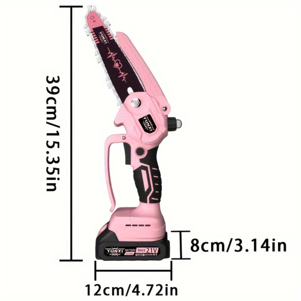 Mini Chainsaw 6 Inch 21V Cordless Battery Powered, Handheld Electric Chain Saw for Tree Branch Trimming Wood Cutting