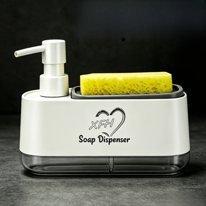 Soap Dispenser with Sponge Holder 2-in-1 – Countertop Dish Soap Pump Dispenser and Sponge Caddy for Kitchen Sink
