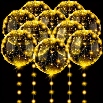 Party Decorations 20-Piece Clear Bobo Balloon Kit with LED String Lights and Six Light Color Options