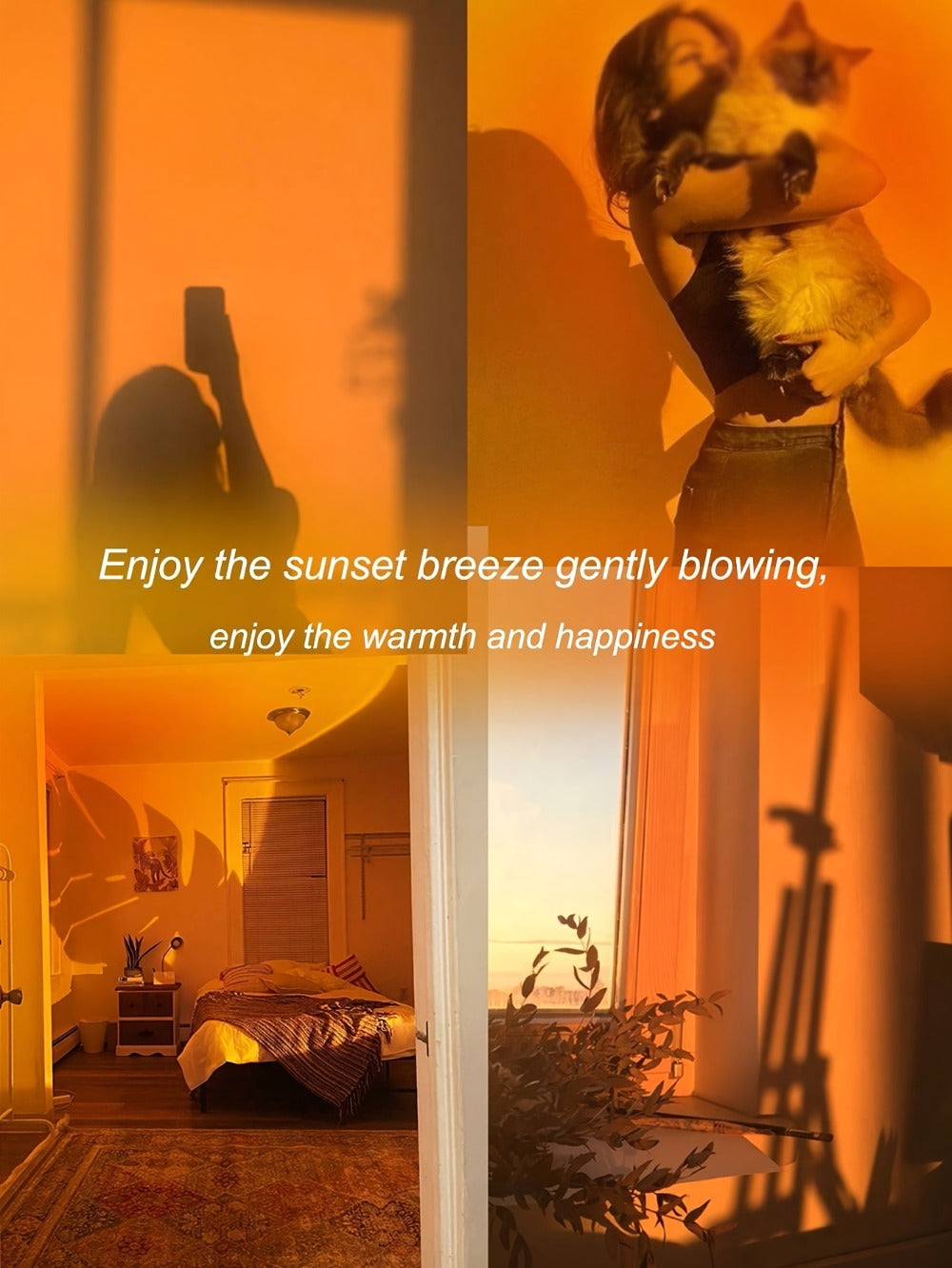 RGB Sunset Lamp Projection with Stand & Remote Control, USB Color Changing Sunset Light for Bedroom