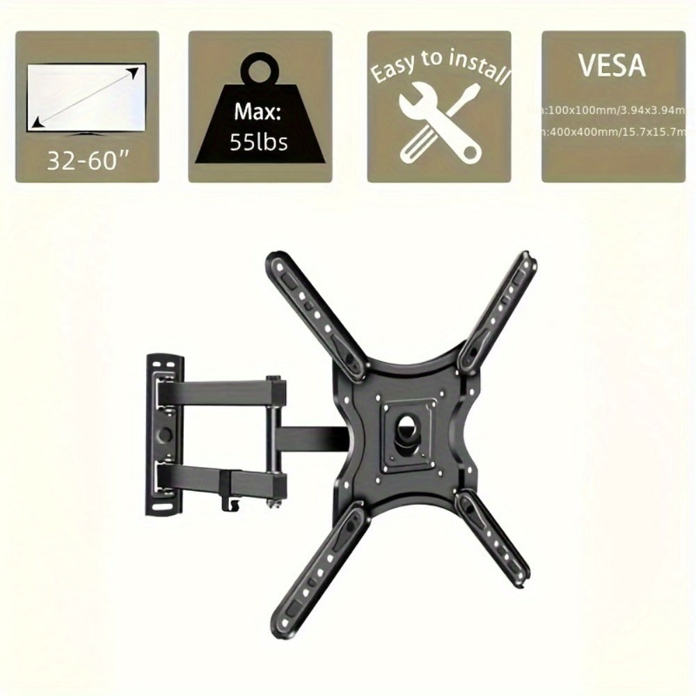 Tilt Swivel TV Wall Mount 22-60 Inch, Iron Construction, Multi-Angle Adjustment for an Everyday Personal Care Routine