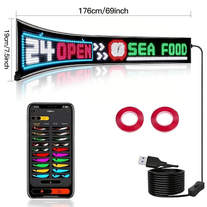 Programmable LED Sign Flexible Matrix Panel, App & USB Control, RGB Multicolor, Music Sync, Text & Animation Display for Indoor Shop