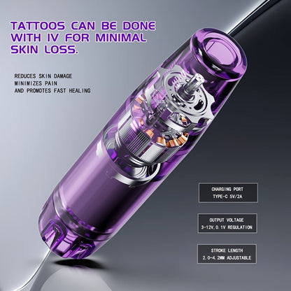 Wireless Tattoo Gun Kit Complete Set 1500mAh Battery 10 Needles 7 Inks for Temporary Body Art, Festivals and Costumes