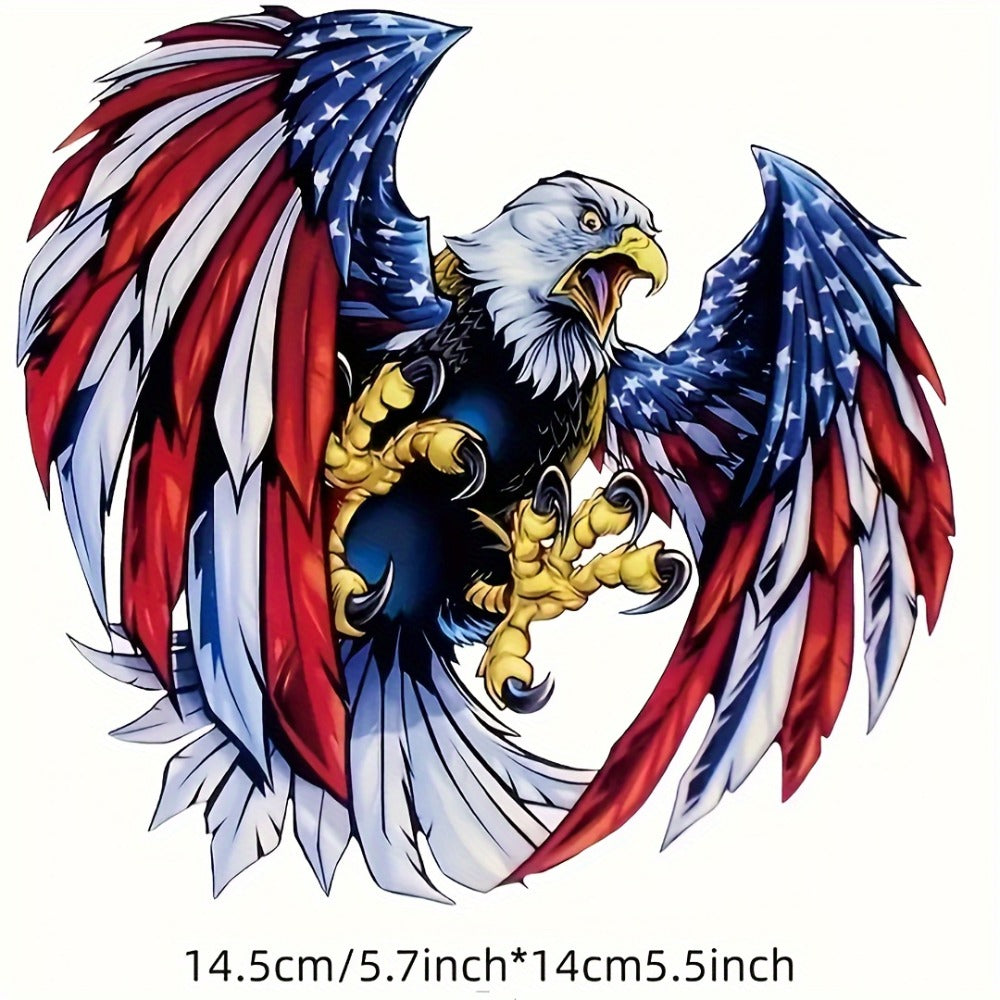 American Flag Eagle Vinyl Decal Four-Pack with 9.84 × 9.44-Inch Graphic for Vehicle Windows and Panels