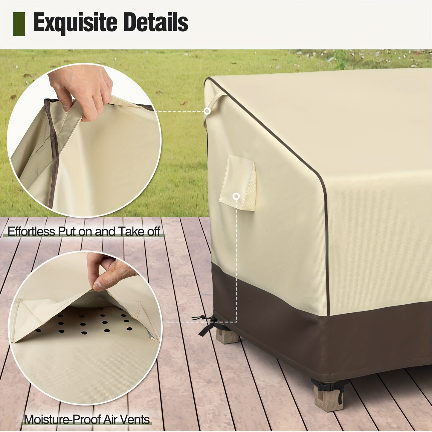 Two-Pack Patio Chair Covers in Beige and Brown with 32- or 35-Inch Width and 36-Inch Height