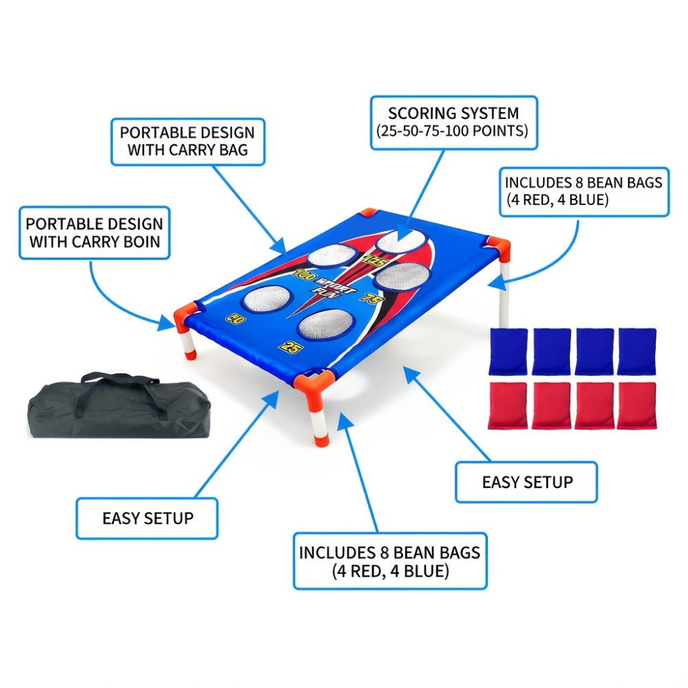 Bean Bag Toss Game Set – 5-Hole Scoring Board, 8 Bean Bags & Carry Bag | Outdoor Indoor Fun for Kids & Adults | Camping Parties Beach