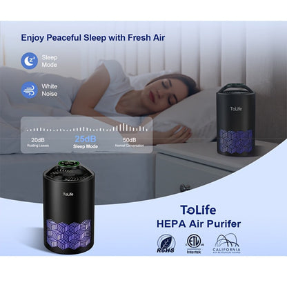 Air Purifier with H13 True HEPA Filter, 25dB Mode, Scent Diffuser and Black or White Finish