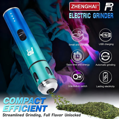 Electric Herb Grinder USB Rechargeable, Portable Spice Mill with One-Button Operation, Travel Bag