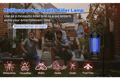 Hanging Electric Insect Zapper with 4000V Grid, 365 nm 18W UV Bulb, 6-Foot Cord and Cleaning Tools