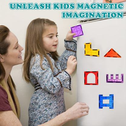 Magnetic Tiles Building Set for Kids 3 4 5 6 7 8 – 80 106 136 205pcs Clear 3D Magnet Building Blocks STEM Educational Toy Child-Safe ABS