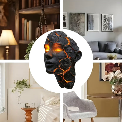 3D Wall Lamp Shattered LED Night Light Broken Face Moving Effect, Gothic Plug-In Wall Decor Light for Bedroom