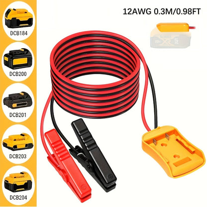 Jump Starter Cable with Adapter for DeWalt 18V 20V DCB Battery 0.98Ft & 6.56Ft Portable Car Emergency Start Kit ABS Housing