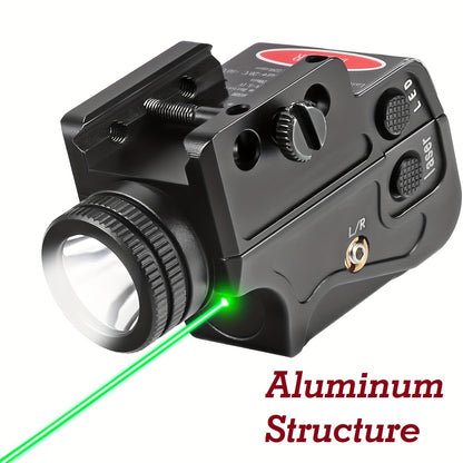 Tactical Green Laser Sight with LED Flashlight Combo – USB Rechargeable, Picatinny Rail Mount, Ambidextrous for Pistols, Rifles & Airguns