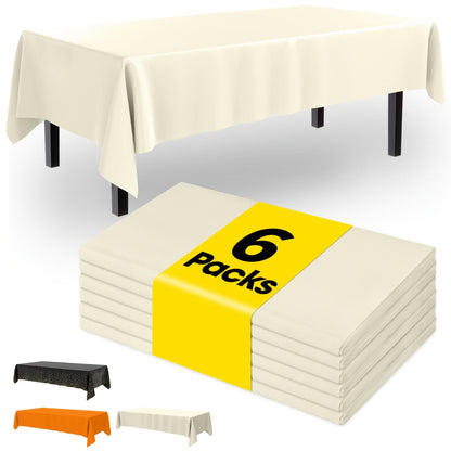 Disposable Tablecloths 54x108 Inch Rectangle Plastic Table Cover PEVA Party Table Cloth 6 Pack for Birthday Picnic Holiday