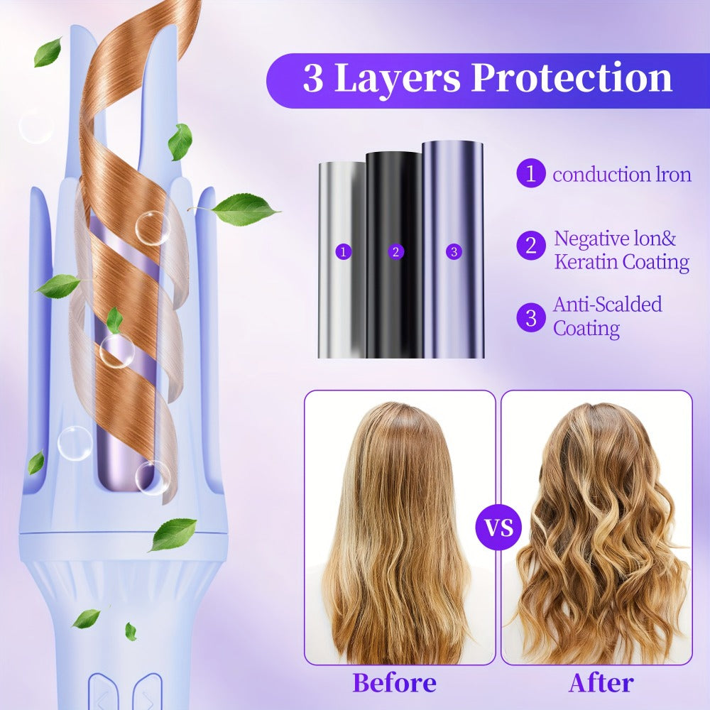 Dual-Slot 32mm Curling Iron with 30-Minute Auto Shutoff, C301 Stand and Purple or Pink Finish