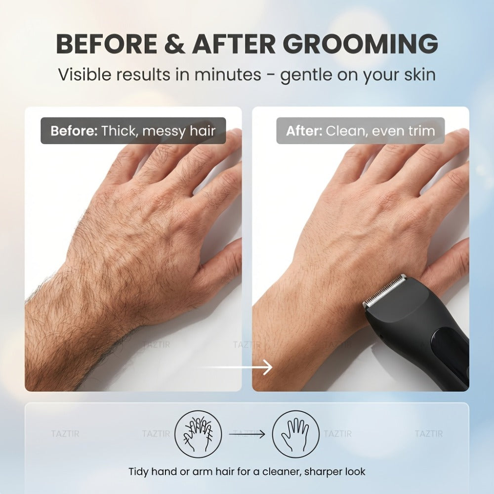 Waterproof Beard Trimmer 5-in-1 Body Grooming Kit for Men IP67 USB Rechargeable Electric Razor with Ceramic Blades LED Display