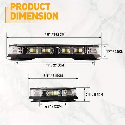 126 LED Roof Strobe Beacon Light Bar IP67 Waterproof Emergency Hazard Flashing Warning Light 12-24V for Construction Vehicles Tow Trucks