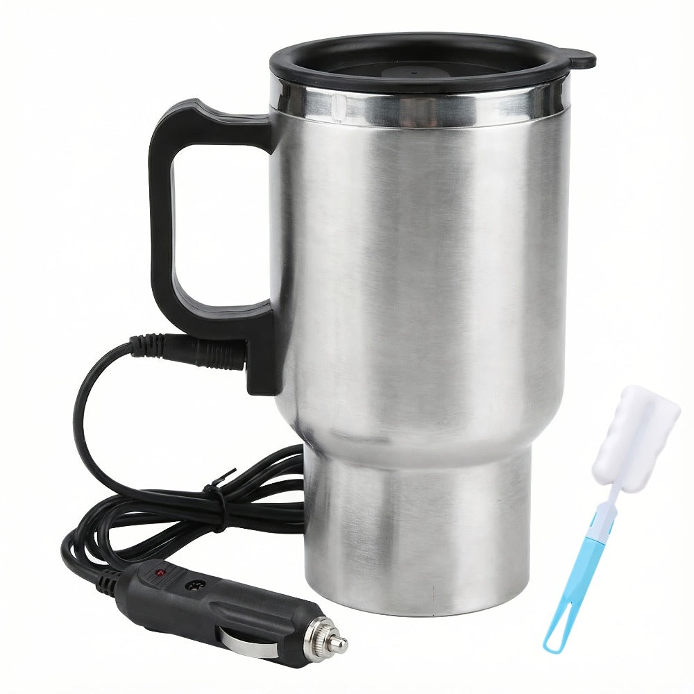 Car Electric Kettle 12V - Portable Stainless Steel Travel Hot Water Heater Cup for Tea Coffee, 15.22oz Fast Boiling