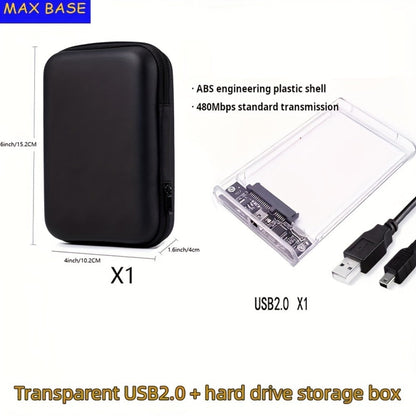 2.5 Inch External Hard Drive Enclosure USB 2.0 to SATA III Converter - Supports Up to 6TB HDD SSD