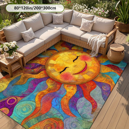 Outdoor Mat Fleece Printed Pattern Soft Non-Slip Rug Machine Washable for Living Room Bedroom Yard RV Camping Picnic Indoor Outdoor