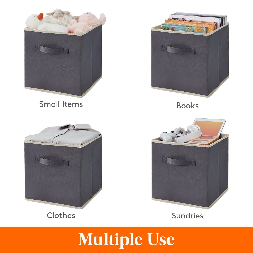 Collapsible Storage Cubes Set of 6 Foldable Fabric Bins Cube Storage Organizer Baskets for Laundry Rooms, Closets and Home Organization