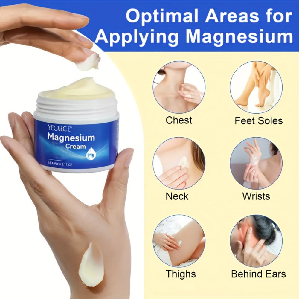 Magnesium Sleeping Cream 2-Pack 180g Each – Pure Magnesium Chloride Overnight Body Moisturizer, Alcohol-Free Dry Skin Relief Cream for Women