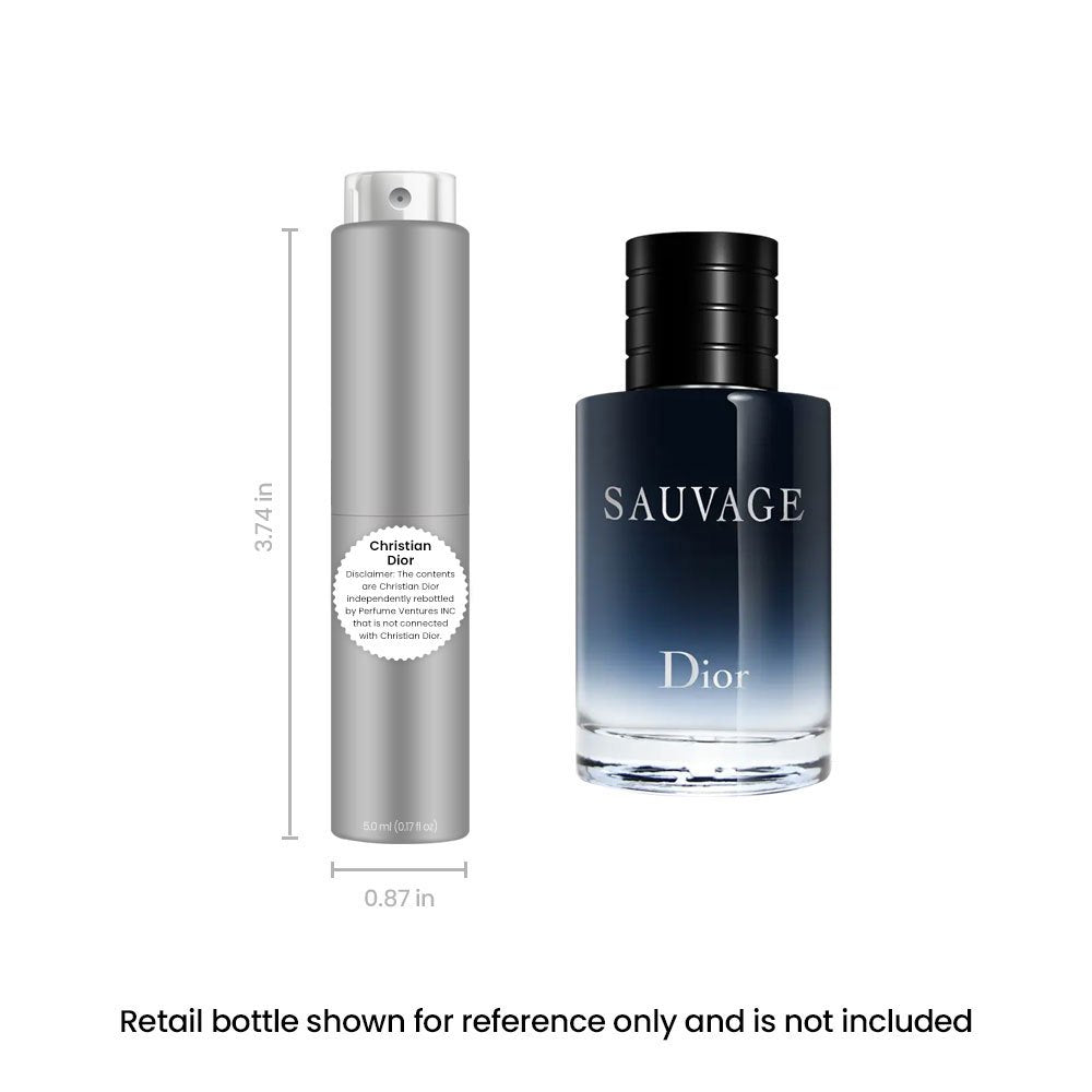 Dior Sauvage Eau de Toilette Travel Spray 5ml 0.17oz – Men's Cologne Fresh Aromatic Woody Fragrance Mini Atomizer 100% Authentic