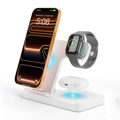 Foldable 3-in-1 Wireless Charging Station with LED Indicator & Anti-Slip Fast Charge for iPhone 17 16 15 14 13 12 11 Pro Max XR XS