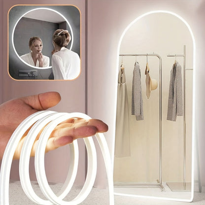 USB Mirror LED Light Strip with Touch Dimmer, White or Warm Light in 118.11-Inch Single or 196.85-Inch Two-Piece Options