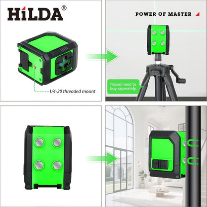 Green-and-Black Cross-Line Laser Level in Two Kits with Optional Black Tripod Checkout Pictured