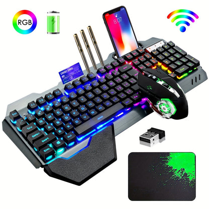 RGB Wireless Gaming Keyboard and Mouse Combo 2.4GHz Rechargeable Backlit Mechanical Feel Metal for an Everyday Personal Care Routine